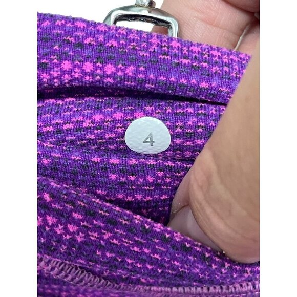 Lululemon Free Flow Crop Diamond Jacquard Space Dye Tender Violet Raspberry Sz 4 - Picture 5 of 6